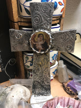 Textured Metal on Wood Cross