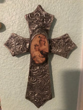 Textured Metal on Wood Cross